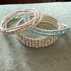 Dazzling Silver and Blue Bracelet Set